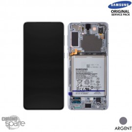 Ecran OLED + Vitre Tactile + châssis Argent Samsung Galaxy S21 Plus G996B (officiel) Avec Batterie 