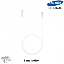 Câble Duo Samsung 1,5m Micro-USB et USB-C 15W - Blanc Sans boîte (Officiel)