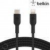 Câble à gaine tressée USB-C vers lightning (18W) 1m - Noir (Officiel) BELKIN