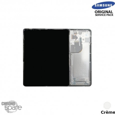 Ecran Oled + Vitre Tactile + châssis crème (Charnière crème) Samsung Galaxy Z Fold 5 F946B (Officiel)