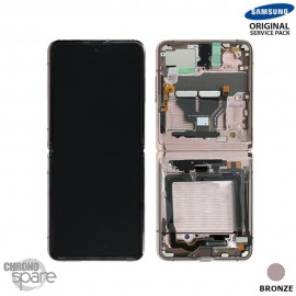 Ecran OLED + Vitre Tactile (avec chassis) Bronze Samsung Galaxy Z Flip 5G F707B (officiel)