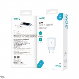 Chargeur secteur USB-C 20W Blanc TOTU Sans Câble