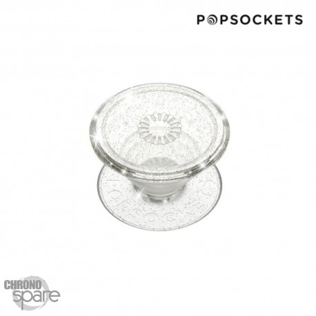 Pop Grip Standard Clear Glitter Silver Popsockets