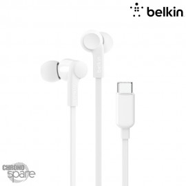 Écouteurs filaires avec connecteur USB-C Soundform Blanc (Officiel) Belkin 