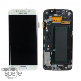 Vitre tactile + Ecran LCD + Châssis Samsung Galaxy S6 Edge Blanc G925F GH97-17162B (officiel) (DRIT)
