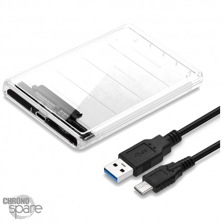 Boitier externe disque dur 2.5 pouces (9,5mm) SATA USB 3.0 Metal Noir